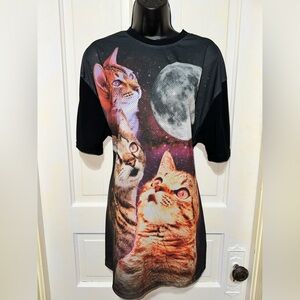 Chemistry Cute Cat Howling Moon Mesh Shirt Size XL